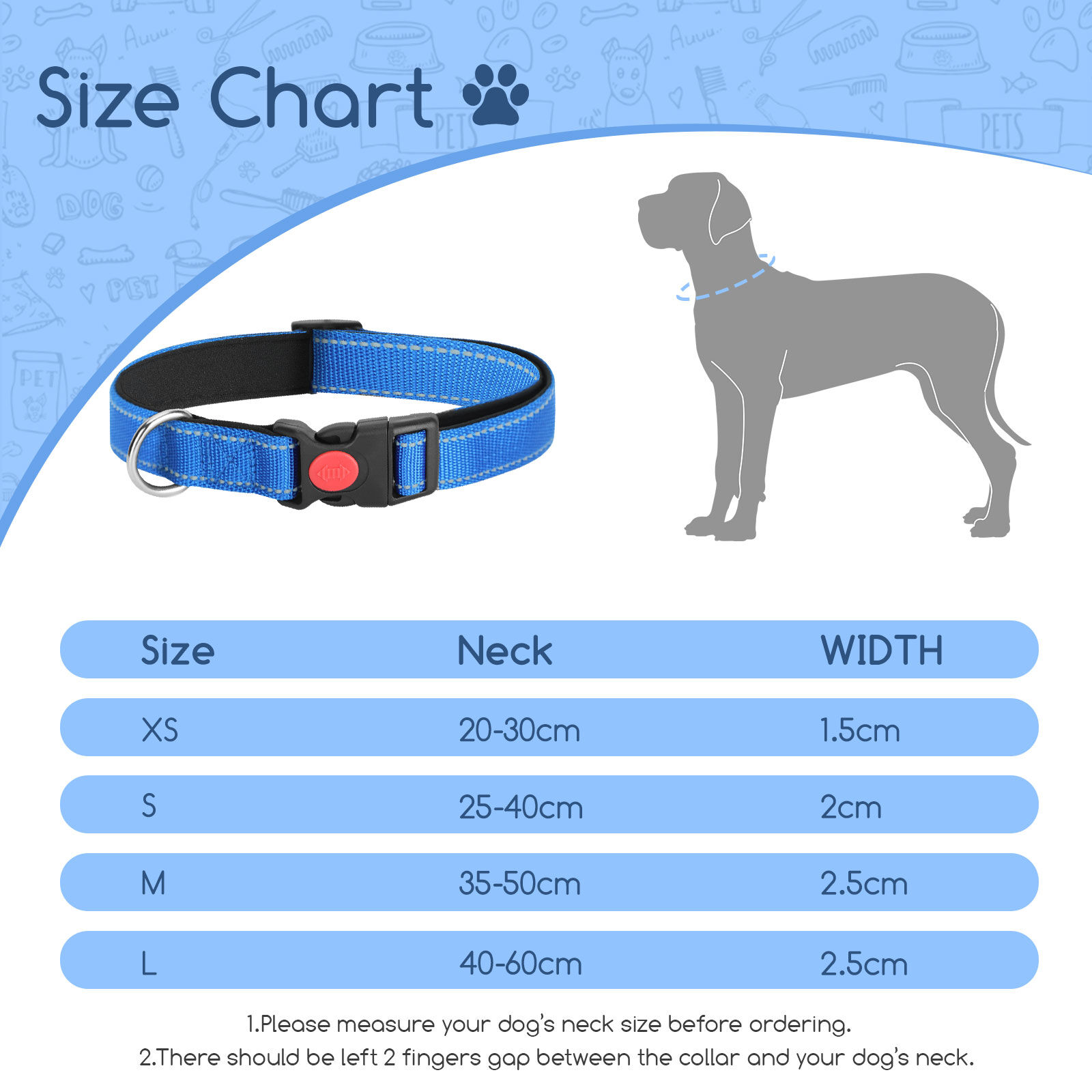 Nobleza - 2&times; Collar Perro, Collar Nylon Reflectante Suave Acolchado para Perros, Ajustable Collar Perro Peque&ntilde;o con Cerradura de Seguridad, Collares de Entrenamiento para Perros (S, Azul), , large Imagen numero 2