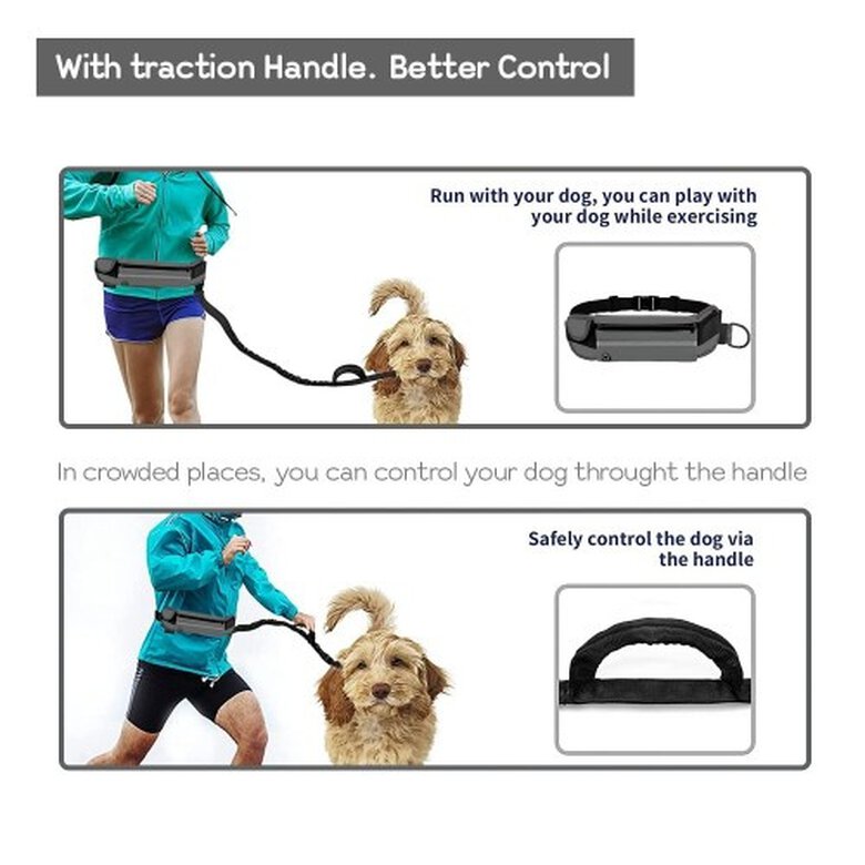 Edipets correa canicross manos libres gris para perros, , large image number null