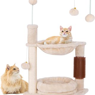 COSTWAY Árbol Rascador para Gatos Pequeños con Hamaca Suave y Postes de Sisal para gatos