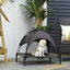 PawHut Cama Elevada para Mascotas Portátil con Toldo Extraíble Tela Transpirable al Aire Libre para Interior y Exterior 76x61x73 cm Café, , large indicador imagen numero 2