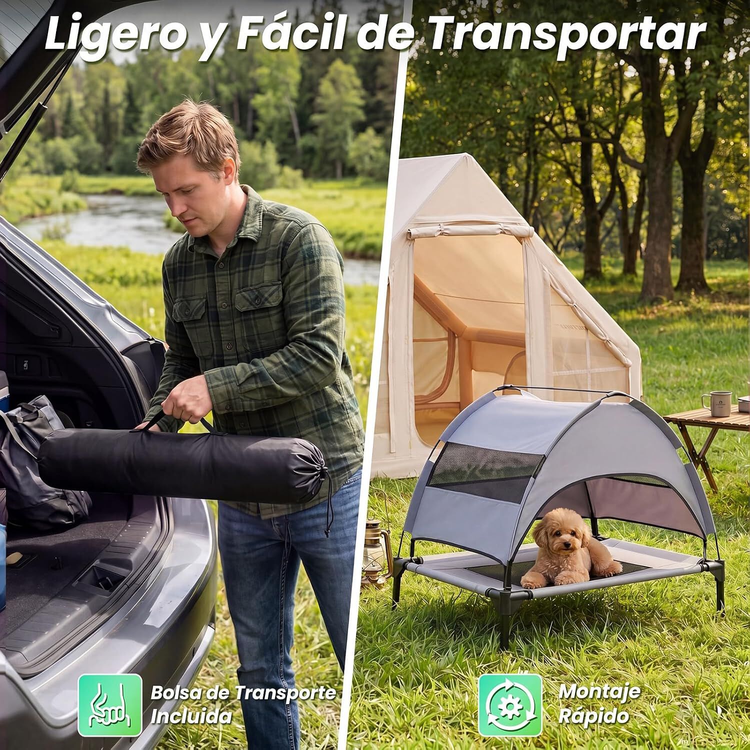 COSTWAY Cama Elevada para Perros con Toldo Extra&iacute;ble (78,5 x 63 x 70 cm), , large Imagen numero 4