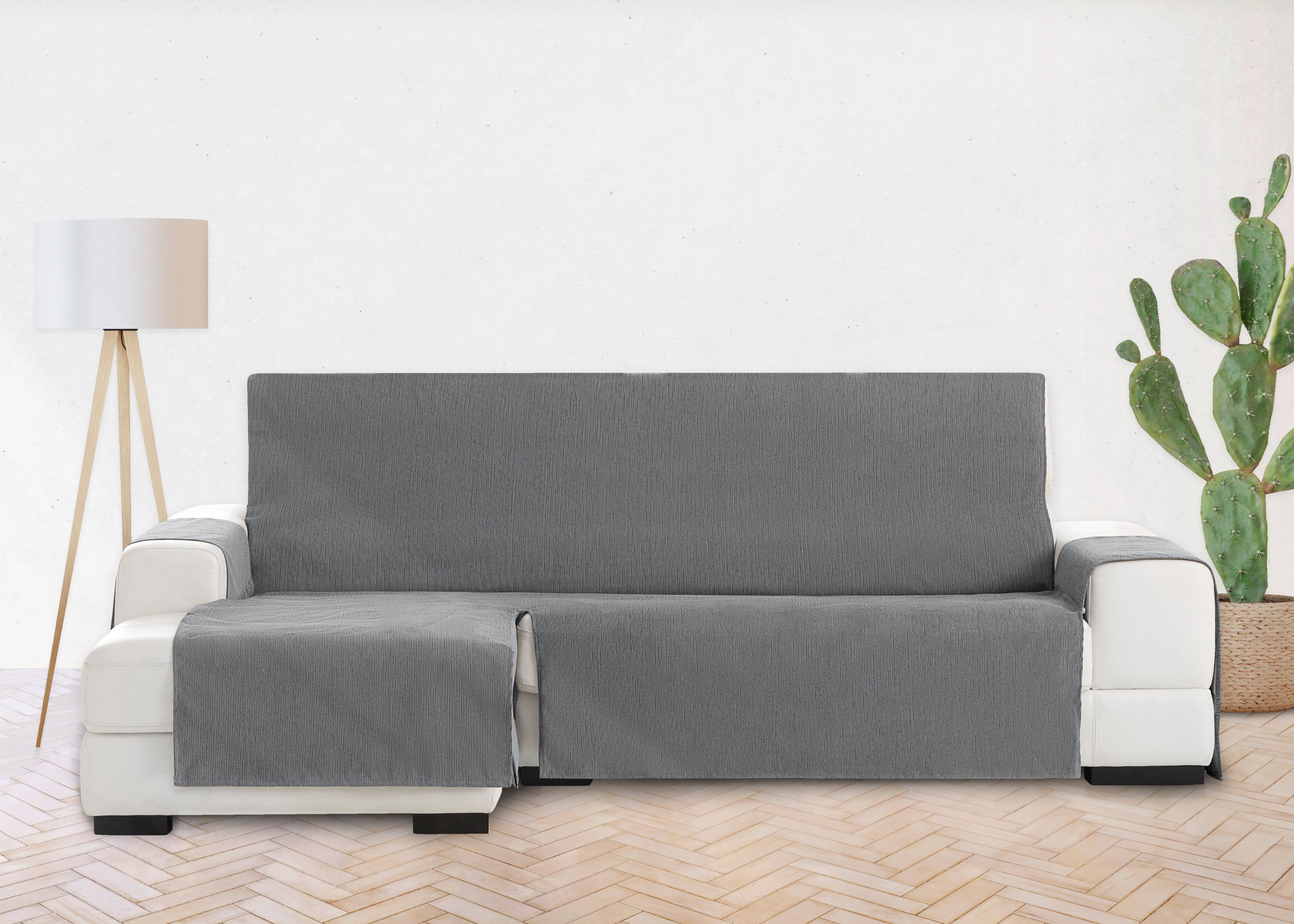 Vipalia Protector Funda Chaise Longue Lisa. Cubresofa Chenilla. Dise&ntilde;o Elite. Color Gris. Chaise Corto Izquierda, , large Imagen numero 3