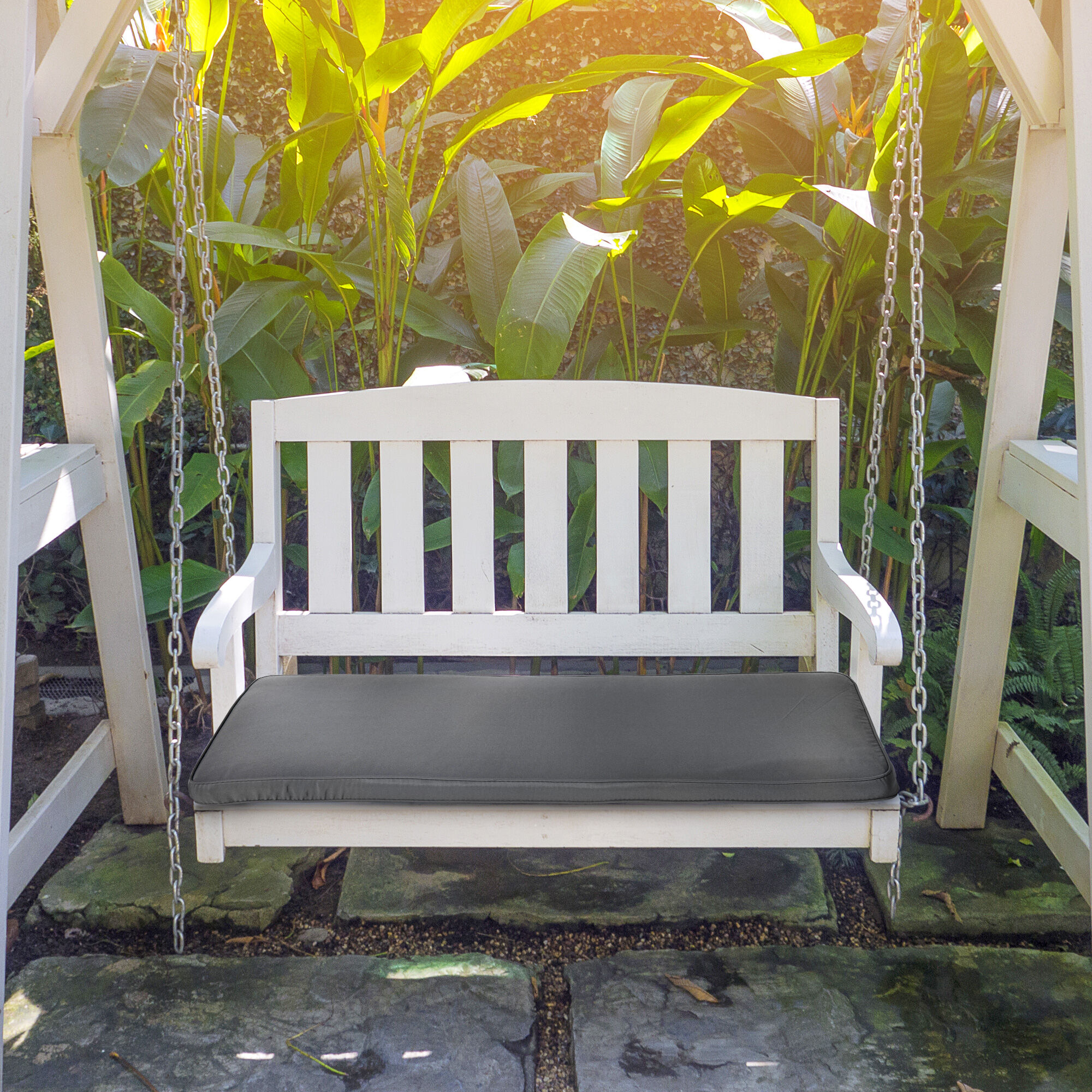 Outsunny Coj&iacute;n para Banco de Exterior 110x46x5 cm Desenfundable y Lavable Almohadilla Acolchado para Banco Doble de Jard&iacute;n Patio Terraza Gris, , large Imagen numero 2