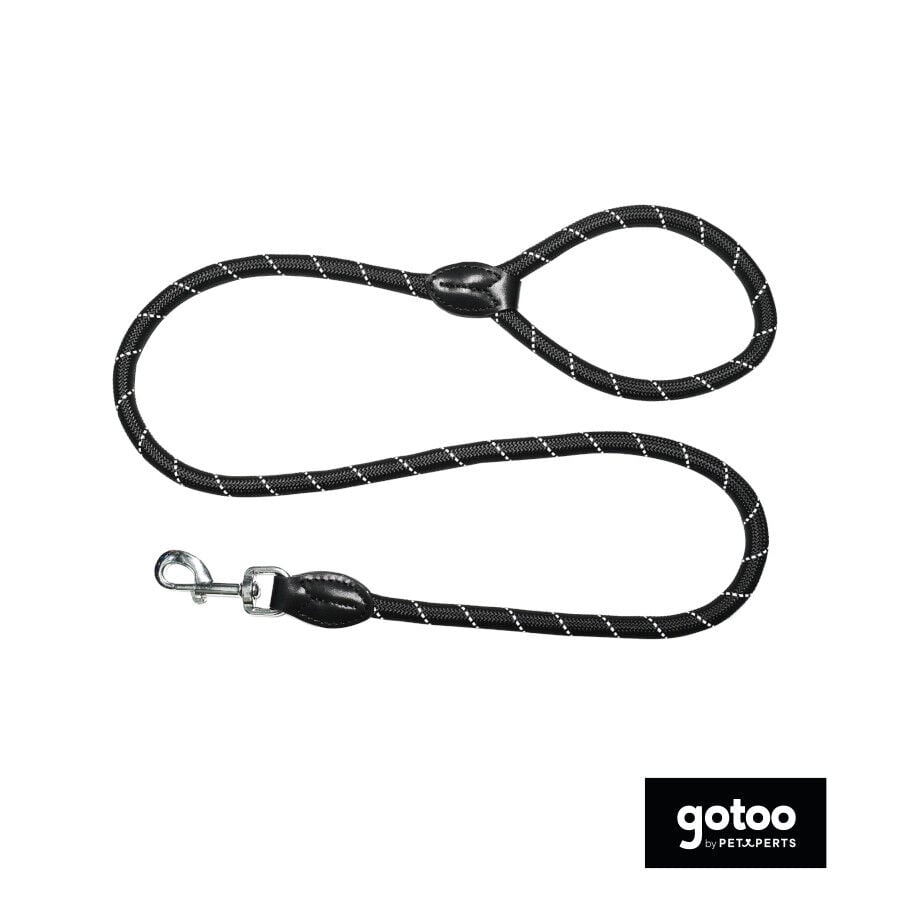 Gotoo Correa de cuerda reflectante negra para perros, , large Imagen numero 2