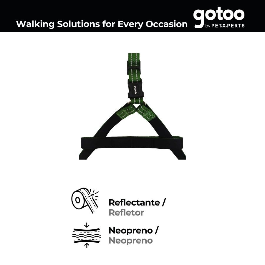 Gotoo Arn&eacute;s reflectante de neopreno verde para perros, , large Imagen numero 3
