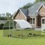 PawHut Gallinero Exterior Grande 380x280x195 cm Jaula para 10-12 Gallinas de Acero Galvanizado con 2 Pisos Cubierta de Tejado Puerta Corral para Pollos Conejos Patos Plata, , large indicador imagen numero 2
