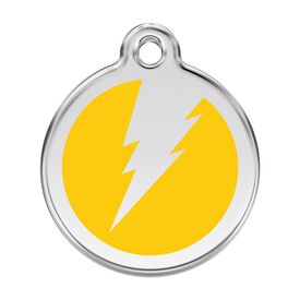 Red Dingo Placa identificativa Acero Inoxidable Esmalte Rayo Amarillo para perros