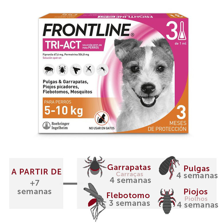 Frontline Tri-Act Pipetas Antiparasitarias para perros 5 - 10 kg, , large image number null