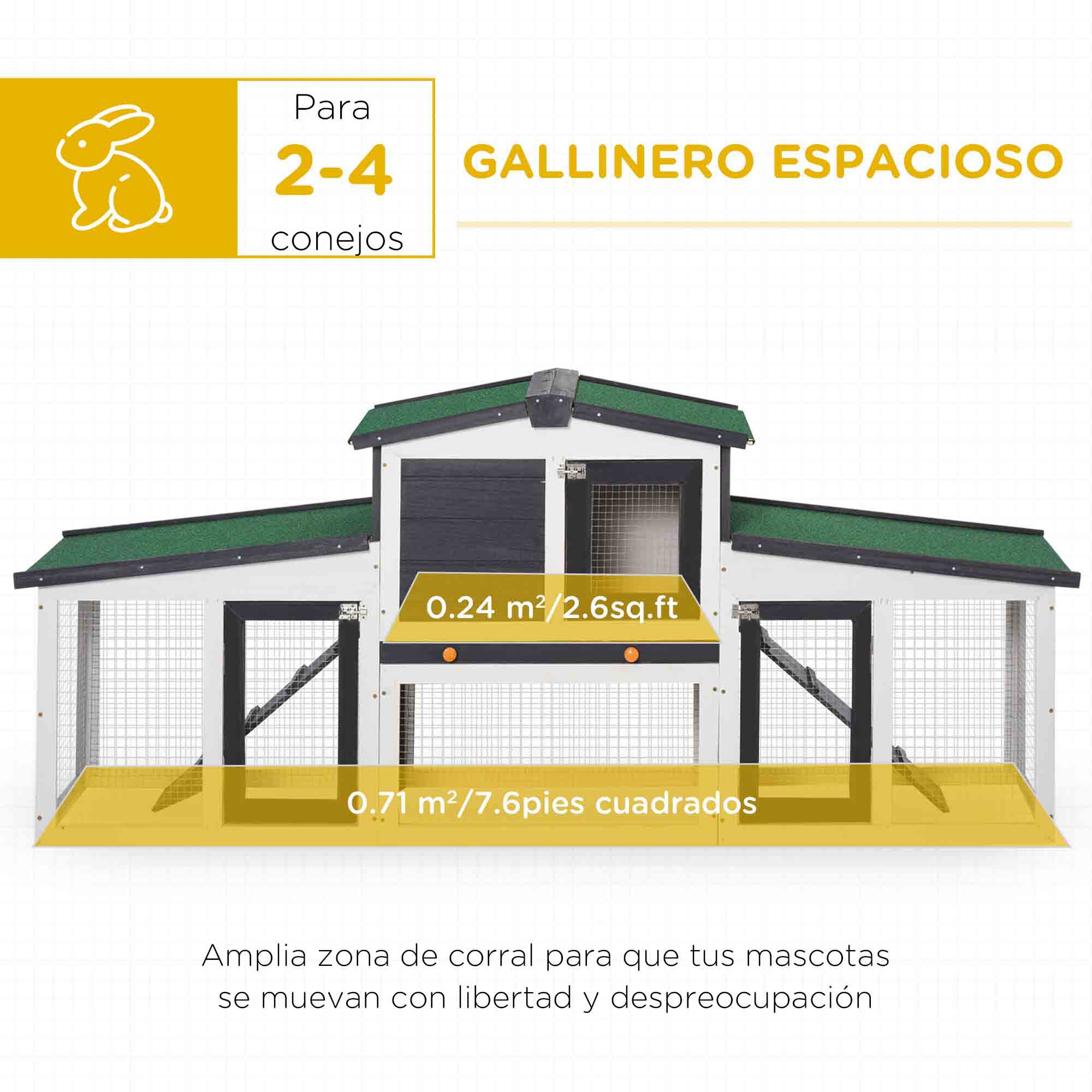 PawHut Conejera para Exterior Gris, , large Imagen numero 4