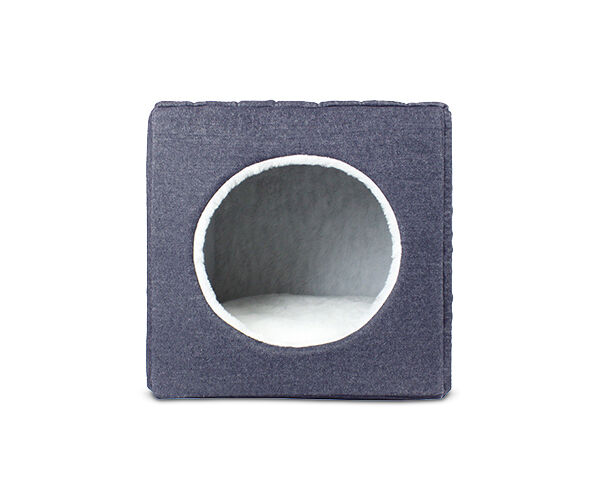 Gauty Cama para Perros y Gatos  Denim y Pelo - Azul y blanco, , large Imagen numero 1