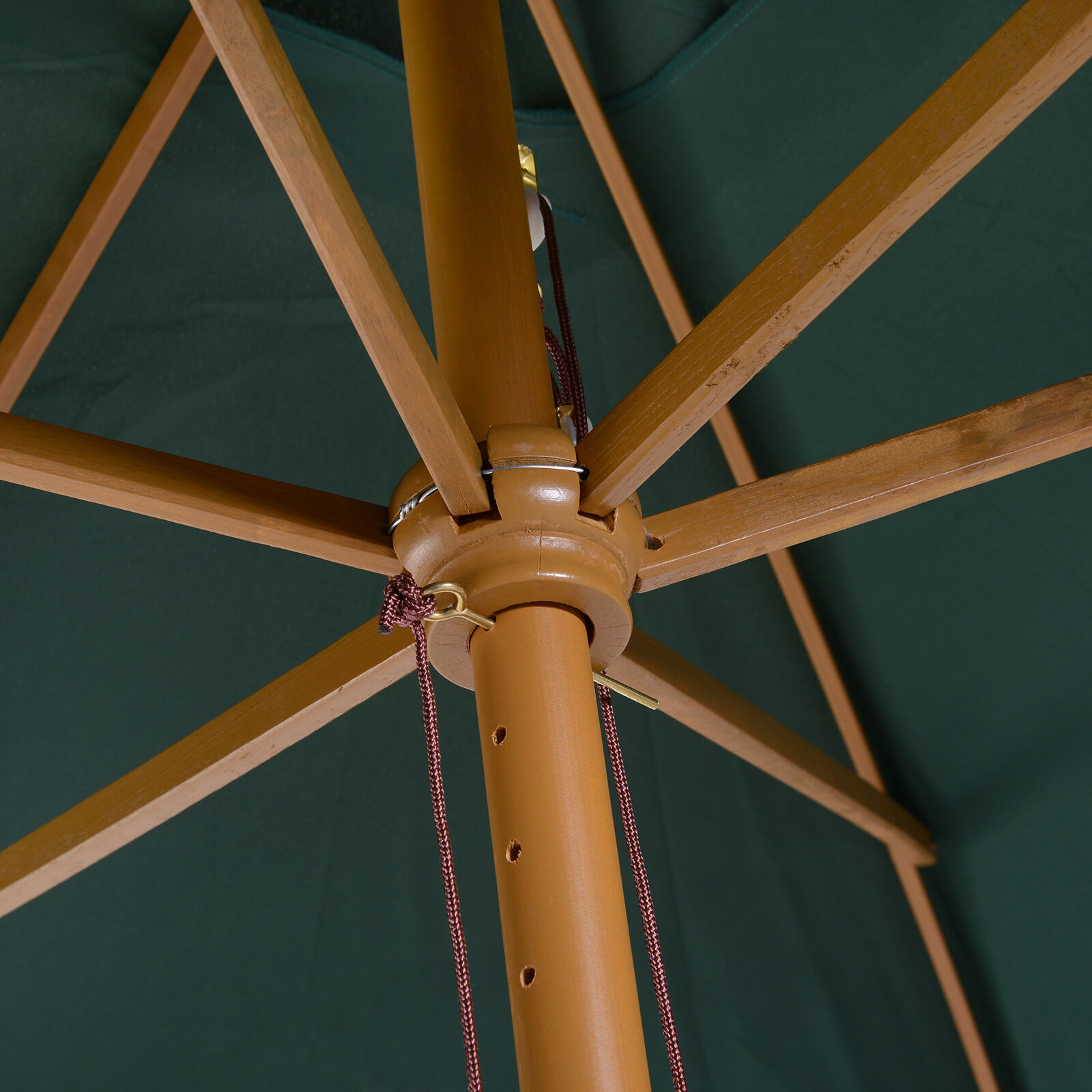 Outsunny Sombrilla Parasol 3x2m y Altura 2,55m Jard&iacute;n Terraza Poli&eacute;ster 180 g/m&sup2; y Madera Verde Oscuro, , large Imagen numero 4