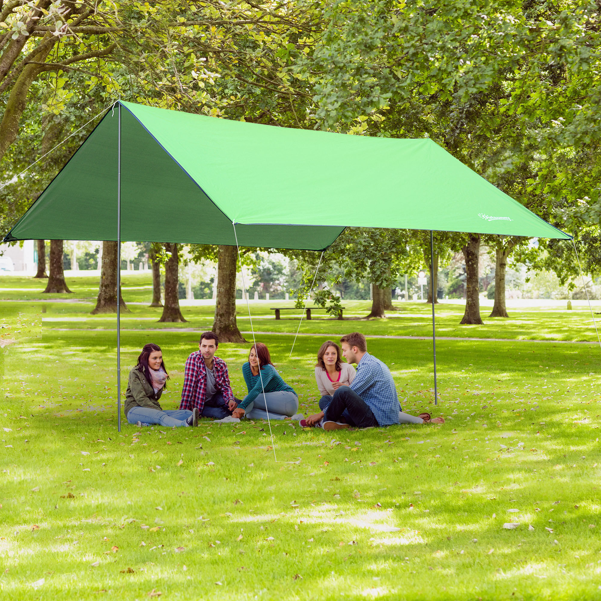 Outsunny Toldo de Refugio Port&aacute;til 300x292 cm Impermeable Carpa Ligero Tienda de Campa&ntilde;a Grande para Camping Playa Picnic Senderismo Protecci&oacute;n UV Verde, , large Imagen numero 2