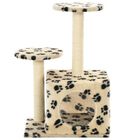 Rascador con poste de sisal para gatos color Beige Huellas, , large image number null