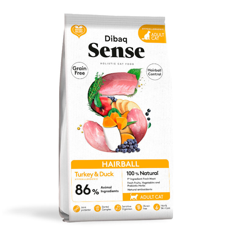 6 kg Dibaq Sense Hairball Grain Free Adult Pavo y Pato pienso para gatos