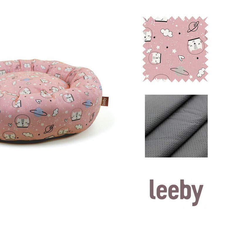 Leeby Cama Donut Antideslizante Estampado Comic Rosa para gatos thumbnail