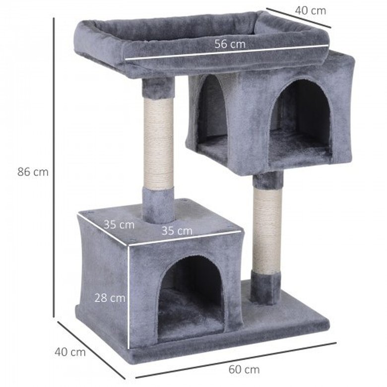 Rascador con 2 cajas plataforma PawHut color Gris, , large image number null