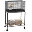 PawHut Jaula para Pájaros con Ruedas 77x46x119 cm Jaula Metálica para Aves con Bandeja Extraíble 2 Perchas 2 Comederos y Estante de Almacenamiento para Periquitos Canarios Negro, , large indicador imagen numero 1