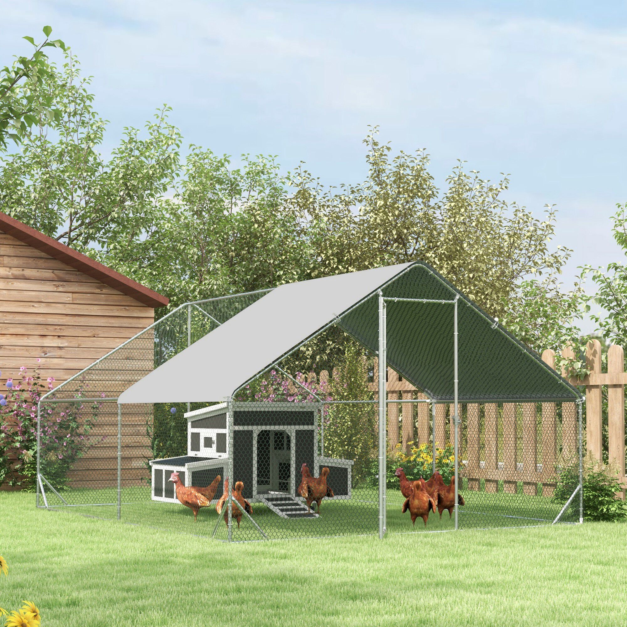 PawHut conjunto Gallinero de Madera y Acero Galvanizado para gallinas thumbnail
