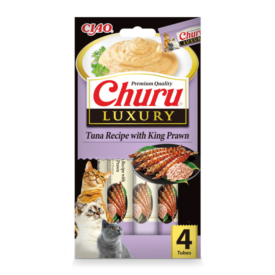 4 Sobres x 14 g Churu Luxury Snack At&uacute;n y Langostino para gatos, , large Imagen numero 1