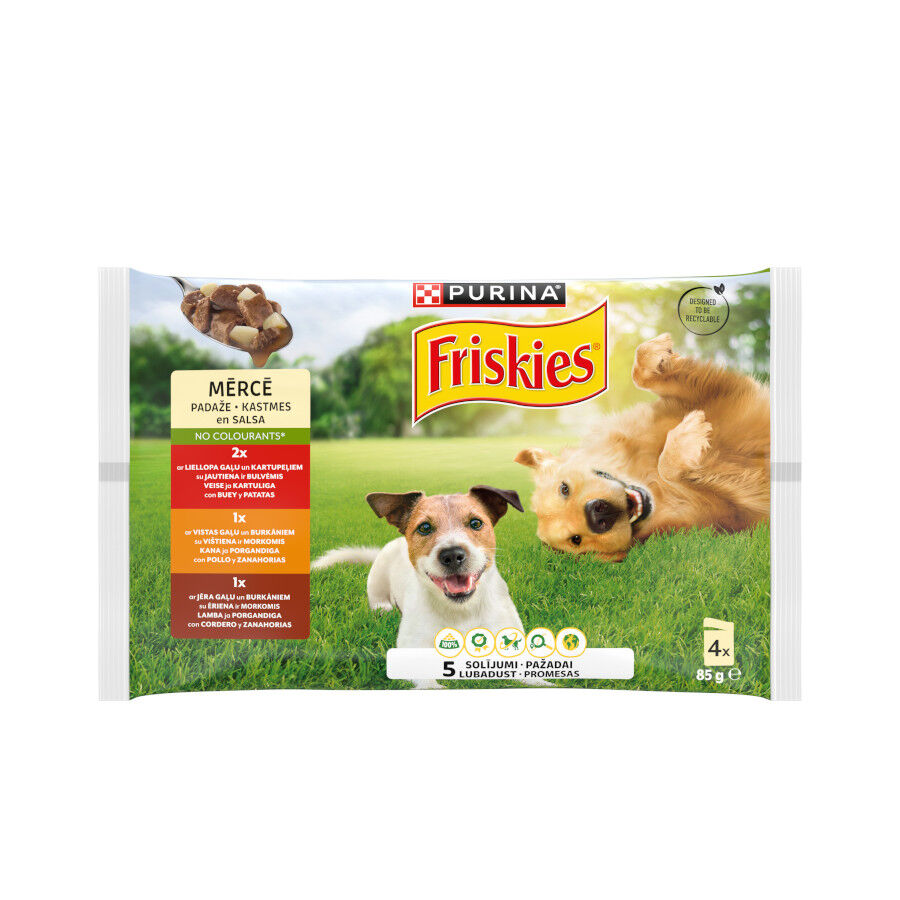 4 sobres x 85 g Friskies Carne en Salsa sobre para perros, , large Imagen numero 1