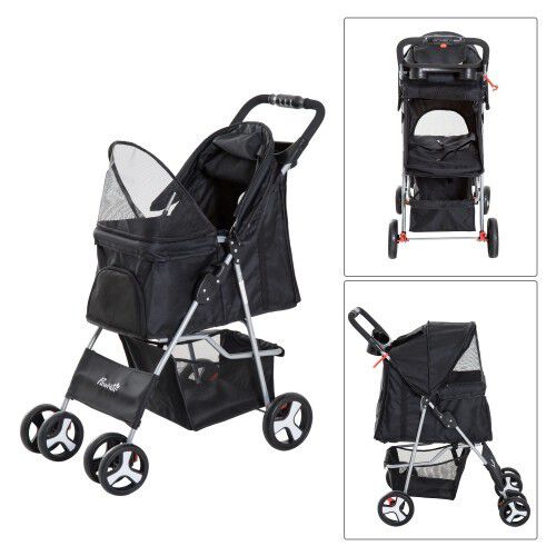 Pawhut coche plegable negro para mascotas thumbnail