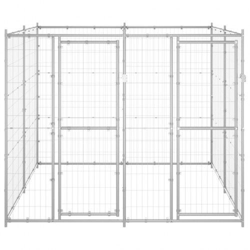 Vidaxl perrera con puertas de bisagra plateado para perros, , large Imagen numero 10