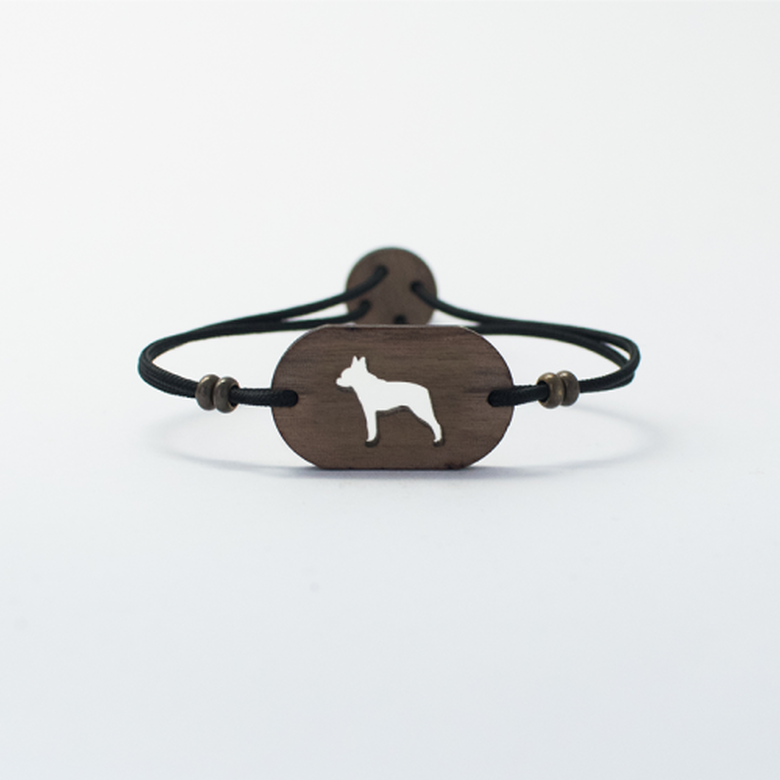 Pulsera de madera Boston Terrier/Bulldog Francés personalizable color Negro, , large image number null