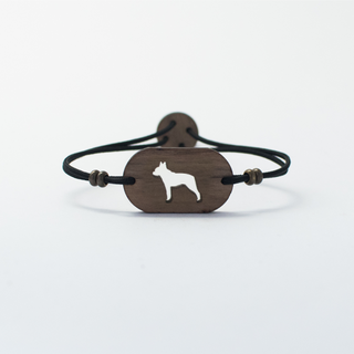 Pulsera de madera Boston Terrier/Bulldog Francés personalizable color Negro