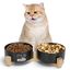 Nobleza -  Comedero Gato Perro 2 x Comedero Gatos de Ceramica con Soporte de Bambú, Antideslizante, para Gatos y Perros Pequeños, L13*W13*H5CM (Negro), , large indicador imagen numero 1