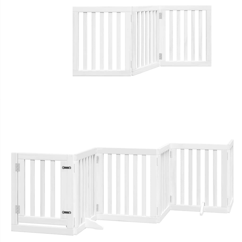 vidaXL Puerta para perros plegable 9 paneles madera &aacute;lamo blanca 450cm, , large Imagen numero 9