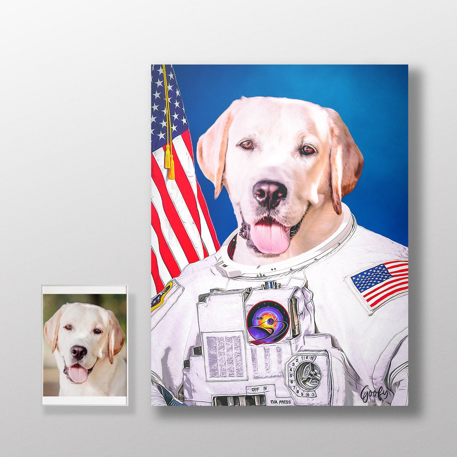 Pet Story Retrato Personalizado de Mascota Póster Astronauta