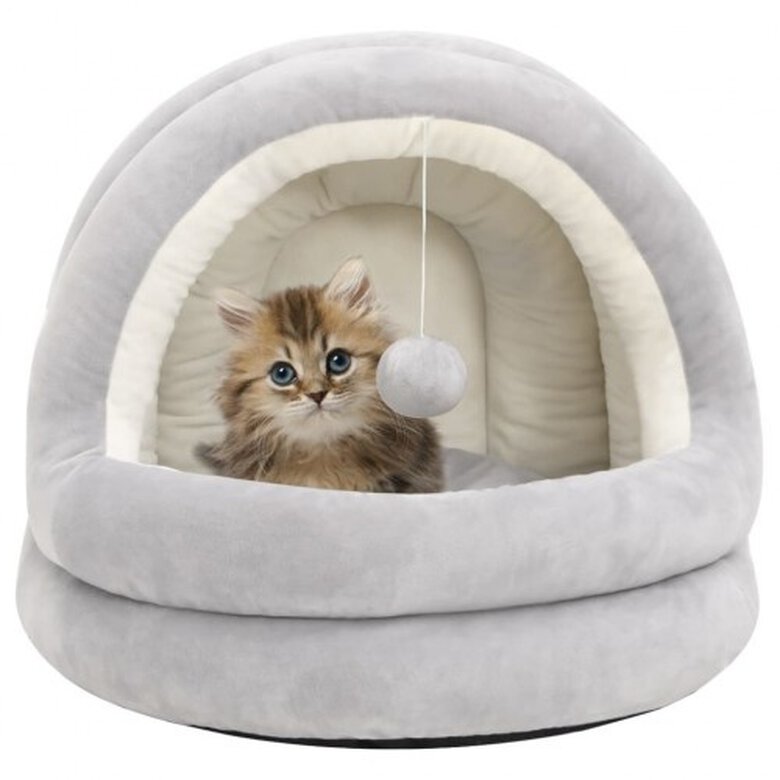 Vidaxl cama redonda gris para gatos grandes, , large image number null