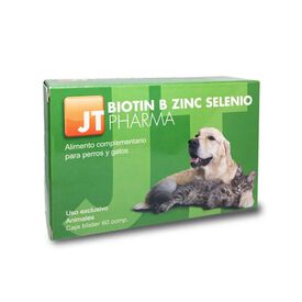 Biotin B Zinc Selenio es un suplemento alimenticio para potenciar la salud cut&aacute;nea de los perros 60 comprimidos.