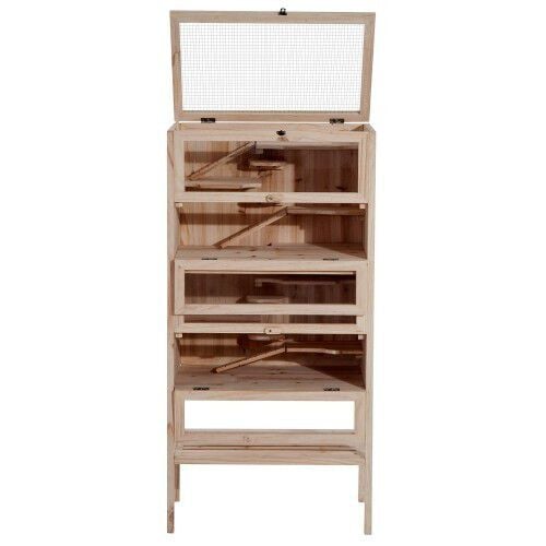 Jaula madera PawHut tipo casa para roedores color Madera Natural thumbnail