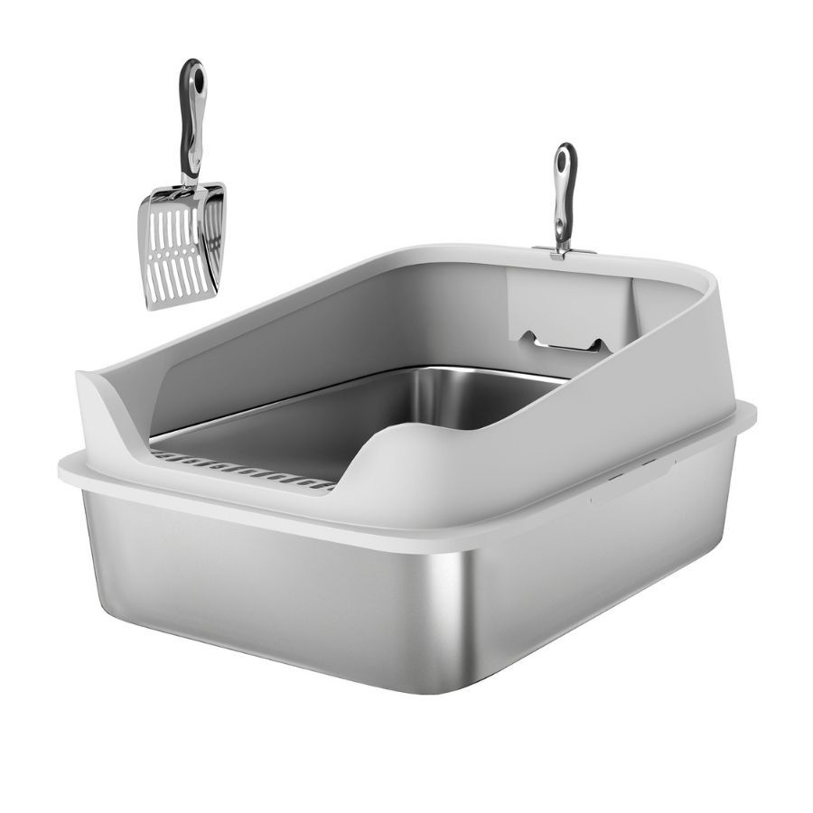PawHut Arenero Acero Inoxidable Gris para gatos, , large Imagen numero 1