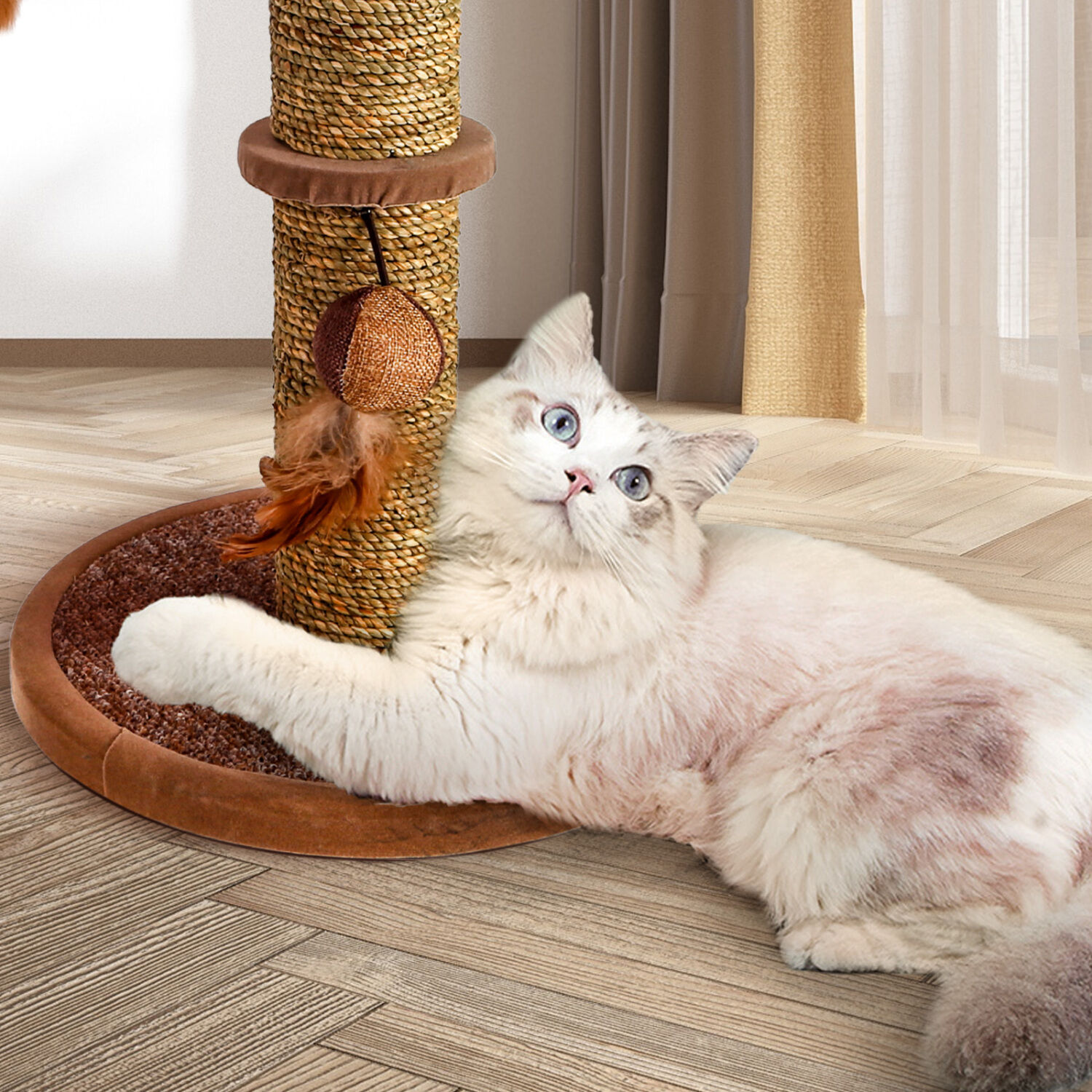 Nobleza &ndash; Poste rascador para gatos de sisal con juguete. Peque&ntilde;o, Color Marr&oacute;n, 30 * 30 * 44 cm, , large Imagen numero 4