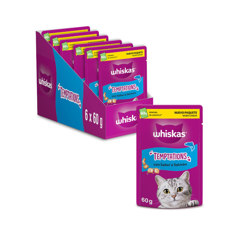 Whiskas Temptations Snacks Salmón para Gatos thumbnail