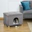 PawHut cama cueva plegable 2 en 1 con taburete gris para gatos, , large indicador imagen numero 2