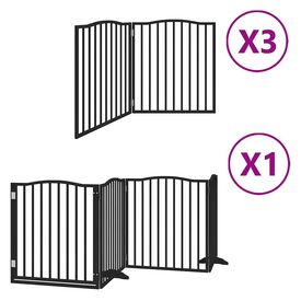 vidaXL Puerta de perros plegable 10 paneles madera álamo negra 800 cm