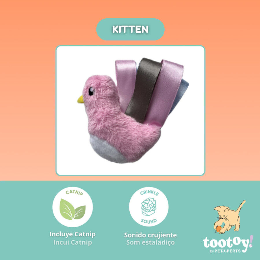 Tootoy! Peluche con Catnip P&aacute;jaro con Lazos para gatitos, , large Imagen numero 3