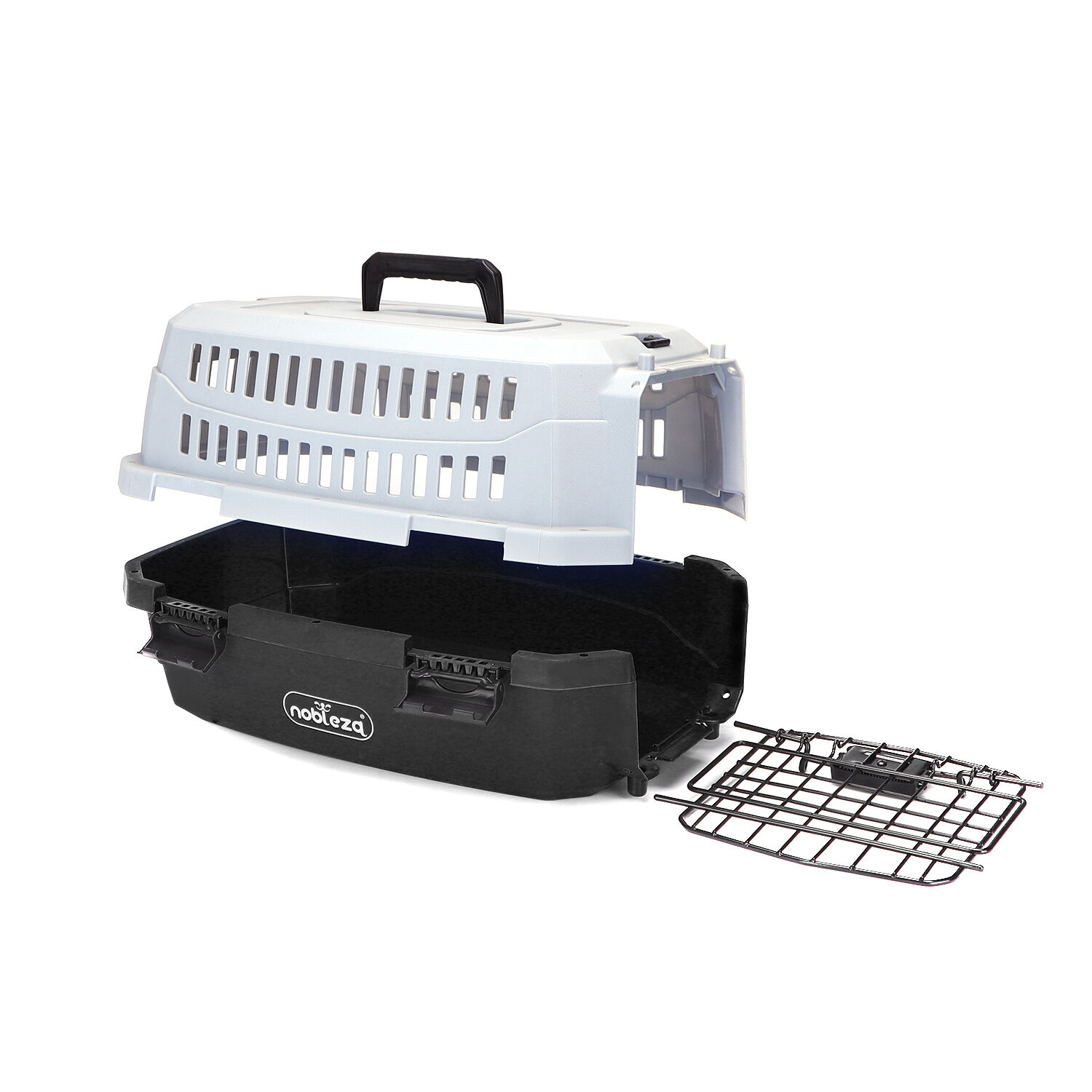 Nobleza Transportin Gato Perro Peque&ntilde;o,Transporte Port&aacute;til y Transpirable para Mascotas,Transporte de Pl&aacute;stico para Perros,47*31*26CM,Negro & Gris, , large Imagen numero 4