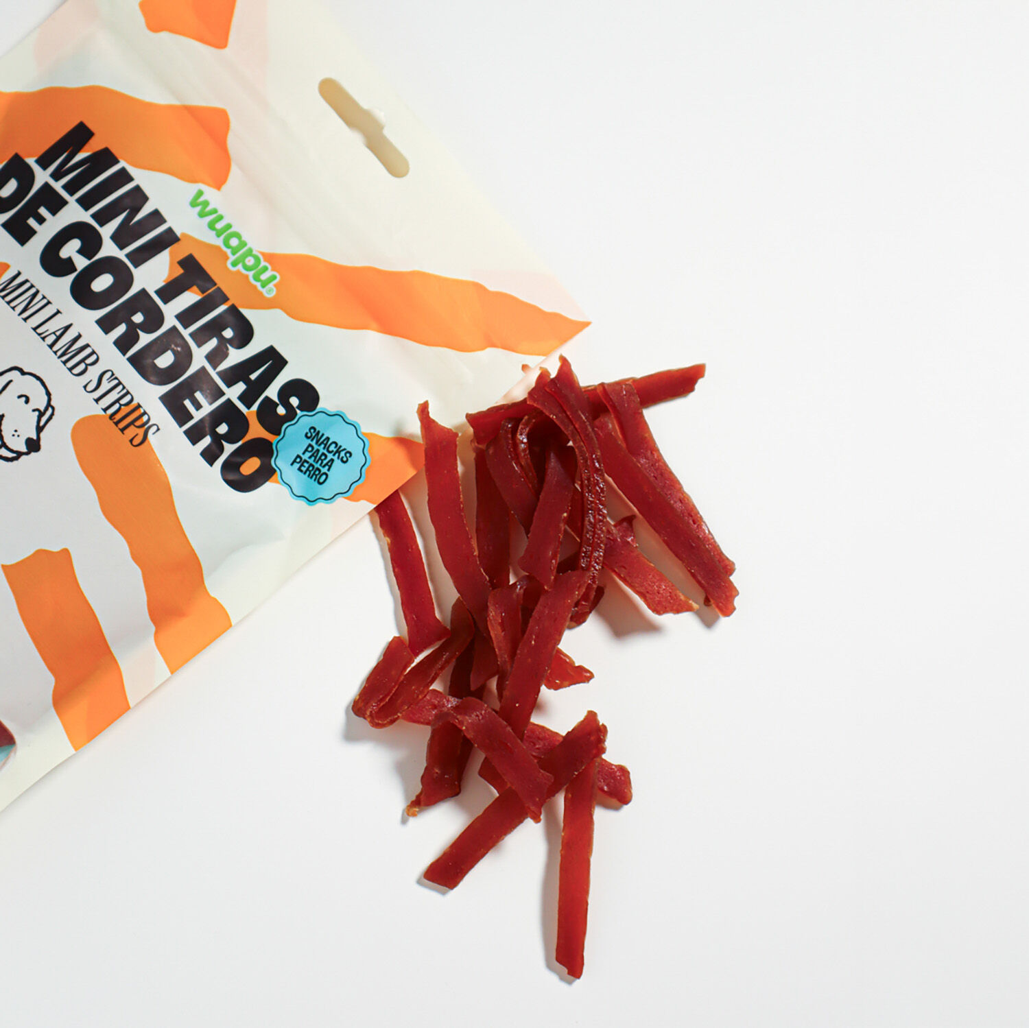 SNACK NATURAL PARA PERRO MINI TIRAS DE CORDERO 12 paq x (100gr) WUAPU, , large Imagen numero 2