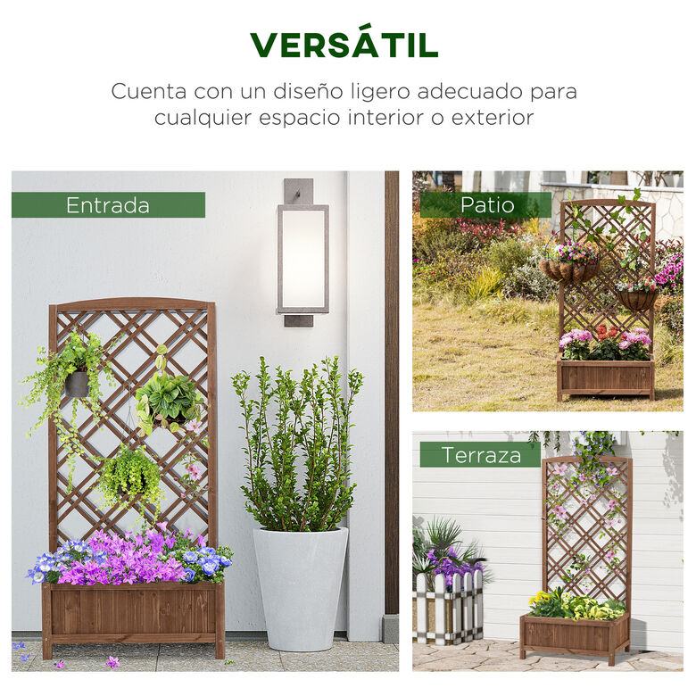 Outsunny Jardinera Con Enrejado Con Celosía De Madera thumbnail