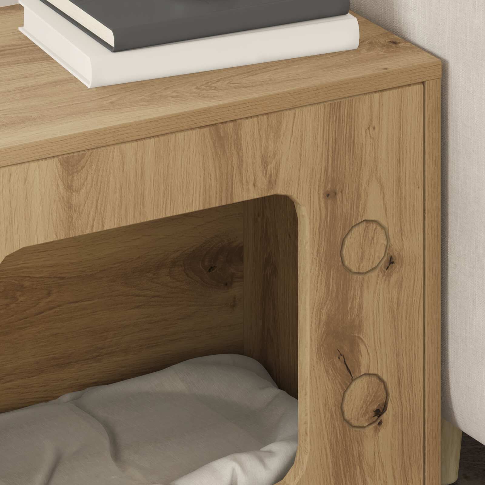 vidaXL Casa para Gatos Roble Artesanal 51 x 30 x 52 cm, , large Imagen numero 5