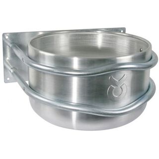 Comedero de metal anclado para mascotas color Plateado