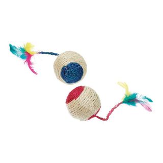 Flamingo Pelota de sisal con sonajero ey pluma para gatos 