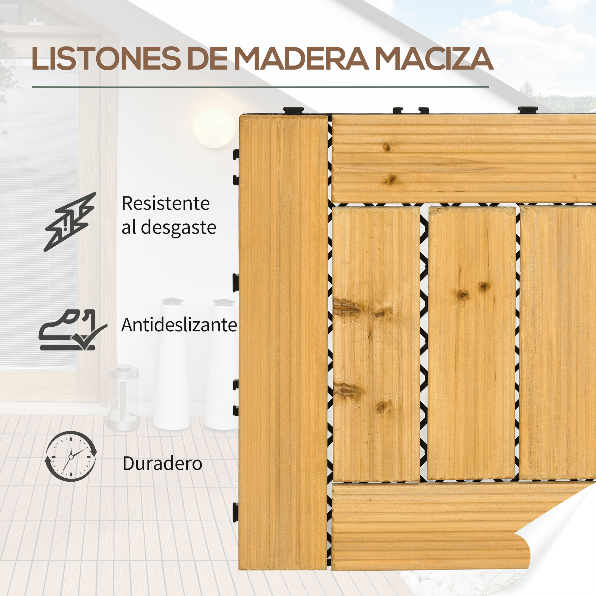 Outsunny Set de 27 Piezas Baldosas de Madera, , large Imagen numero 4