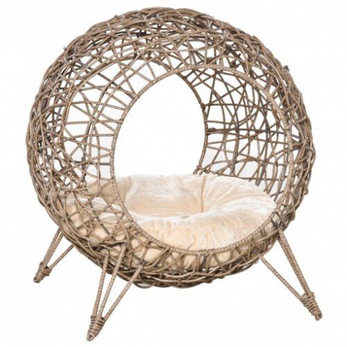 Pawhut cama cueva de rat&aacute;n marr&oacute;n para gatos, , large Imagen numero 1