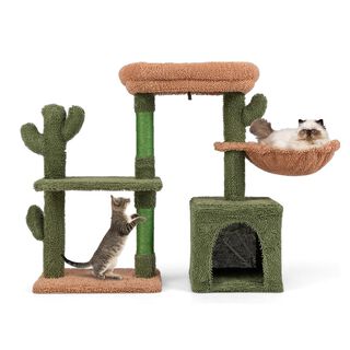 COSTWAY Árbol para Gatos con Diseño de Cactus Verde y Hamaca para gatos