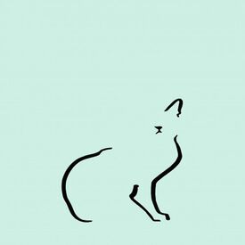 Ilustración de Gato doméstico A4 sin marco color Mint